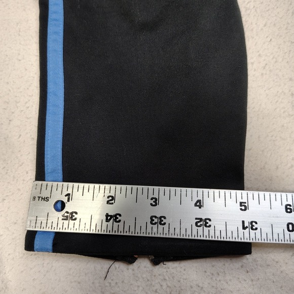 VINTAGE Adidas Track Pants Mens Medium Black Blue 3-Stripe Zipper Ankle Soccer - Picture 12 of 14